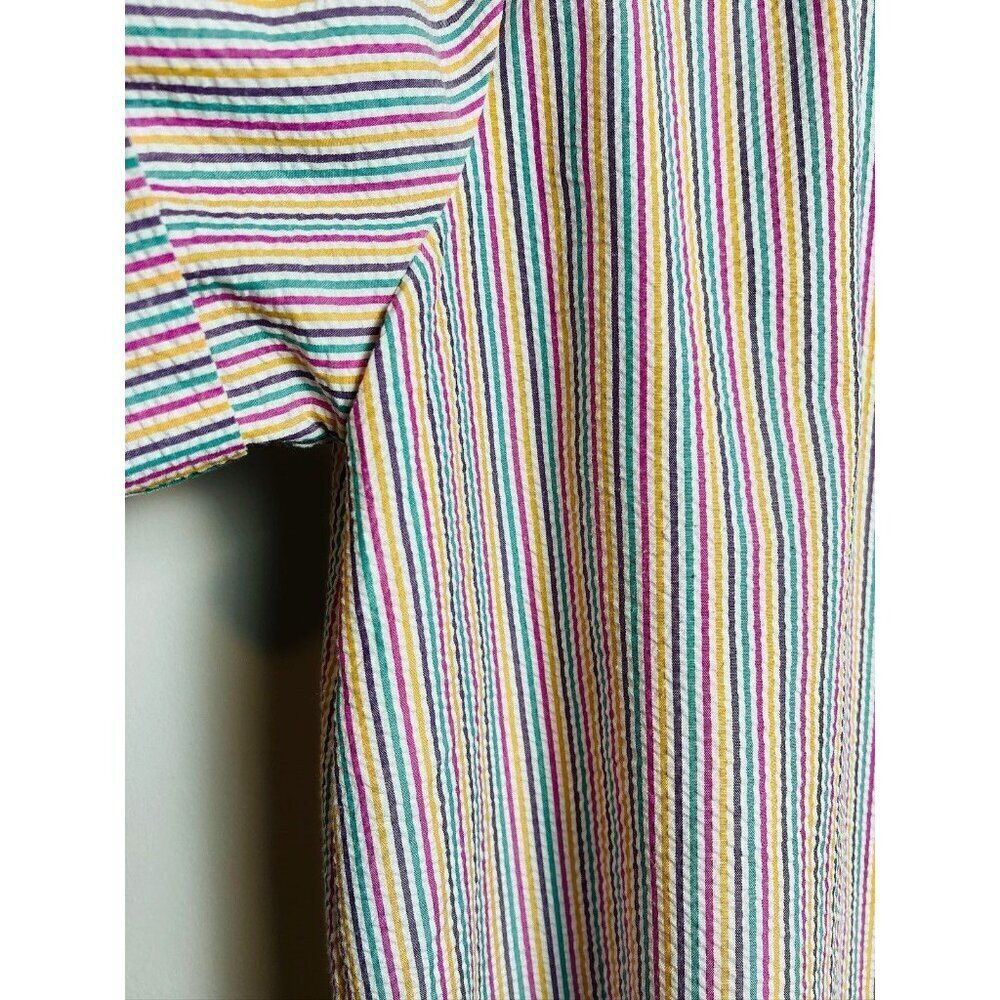 Boca Bay Button Up Shirt Blouse Short Sleeve Seersucker Pink Stripe Women’s - Picture 9 of 10